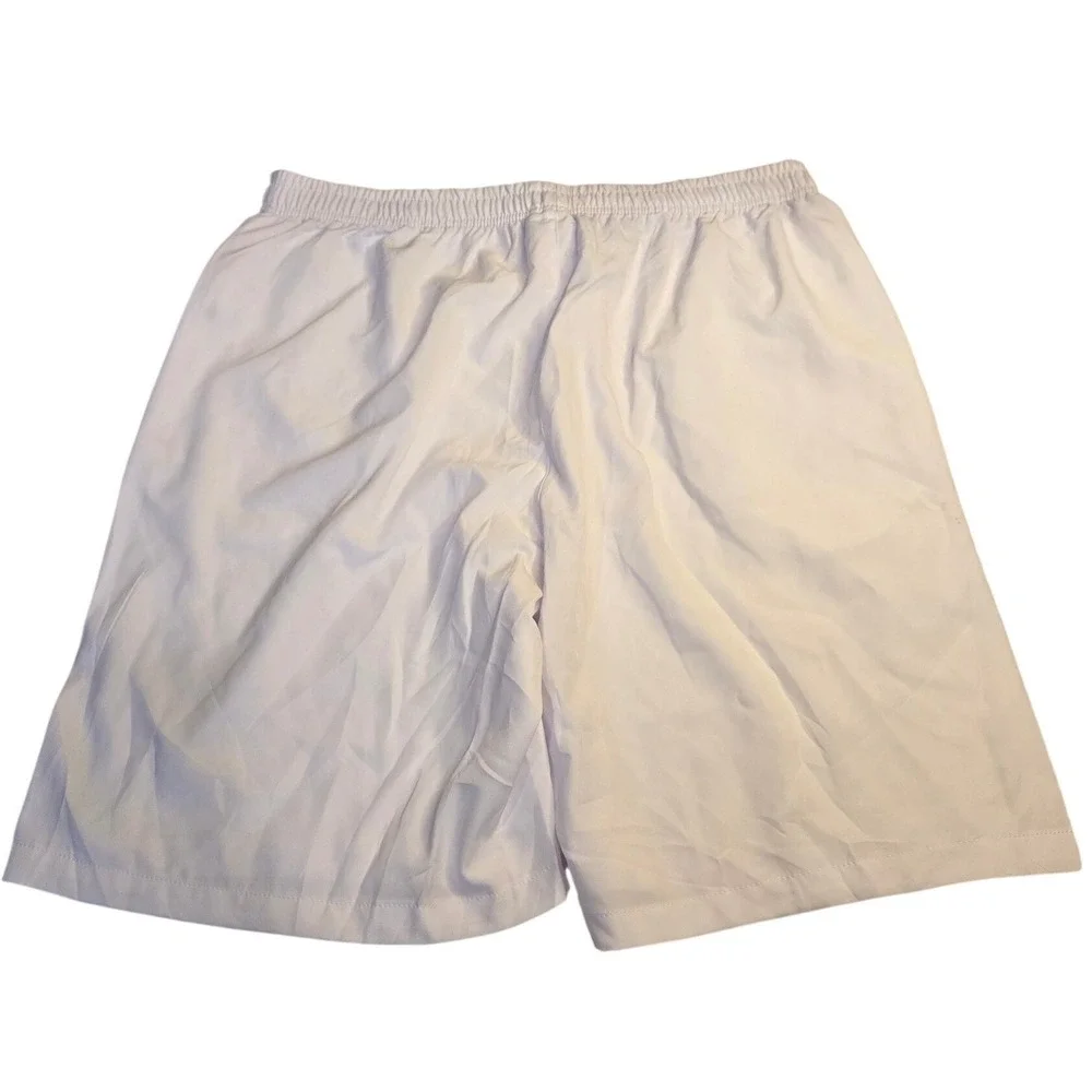 Mens White Athletic Performance Shorts XL Zipper Pockets Reflective Training